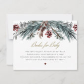 NOEL 素朴 Winter Christmas Pine Books forベビー 招待状 (正面)