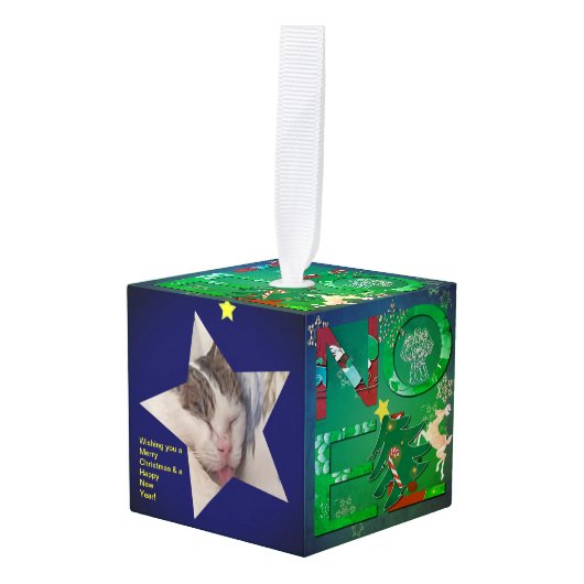 Noel 3つ星フォトキューブオーナメント キューブオーナメント (正面アングル)