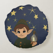 Noël Adorable Elfe et Nuit Étoilée ラウンドクッション (裏面)
