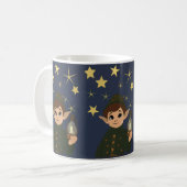 Noël Adorable Elfe et Nuit Étoilée Magique コーヒーマグカップ (正面左)