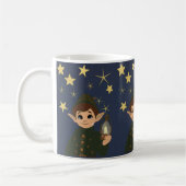 Noël Adorable Elfe et Nuit Étoilée Magique コーヒーマグカップ (左)