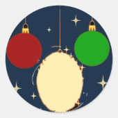 Noël Bleu Marine Boule Festive ラウンドシール (正面)
