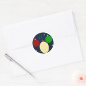 Noël Bleu Marine Boule Festive ラウンドシール (封筒)