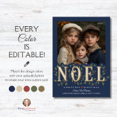 Noel Blue写真エレガントクリスマス カード