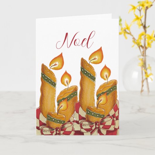 "Noel" Christmas Candle greeting card カード (黄色い花)