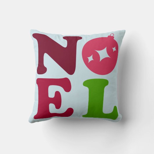 Noel Cute Festive Retro Blue Christmas クッション (裏面)