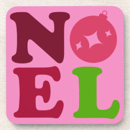Noel Cute Mid-Century Christmas Pink and Green コースター