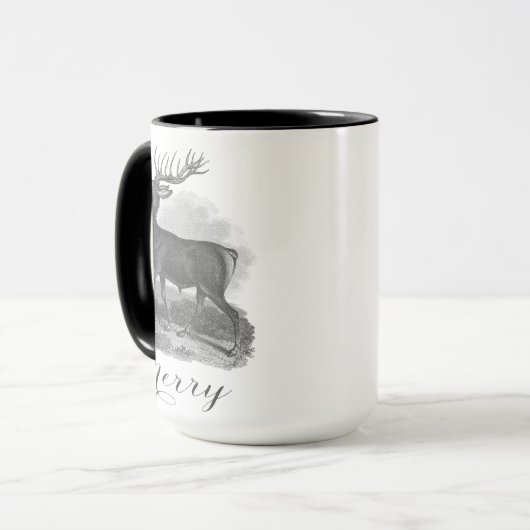 Noel mug with an beautiful antique deer etching. マグカップ (正面左)