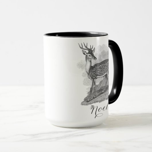 Noel mug with an beautiful antique deer etching. マグカップ (正面右)