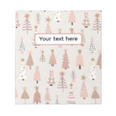 Noël Scandinave Sapins Roses ノートパッド (正面)