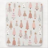 Noël Scandinave Sapins Roses マウスパッド (正面)
