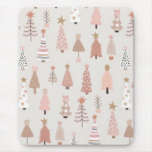 Noël Scandinave Sapins Roses マウスパッド (正面)
