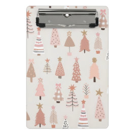  Noël Scandinave Sapins Roses ミニクリップボード