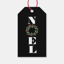 NOEL withクリスマスリースオンブラック ギフトタグ