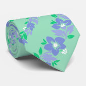 Noelaniのレイのハワイの花柄のストライプのミント ネクタイ (ロール)