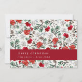 NOELLEレッドフラワーヴィンテージフローラメリークリスマス シーズンカード (正面)