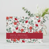 NOELLEレッドフラワーヴィンテージフローラメリークリスマス シーズンカード (スタンド正面)