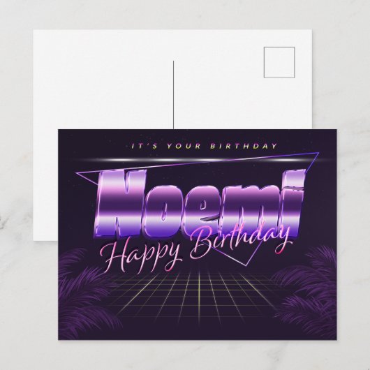 Noemi Name Vorname lila Postkarte Geburtstag ポストカード (正面/裏面)