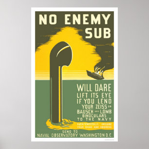 NoEnemyサブWWII 1942 WPA ポスター