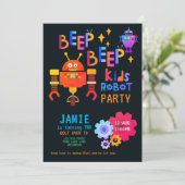 NOEON ROBOT 2nd誕生日パーティー男の子おもしろい 招待状 (スタンド正面)