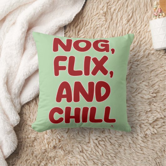 Nog Flix and Chill Funny Christmas Hang Out クッション (ブランケット)