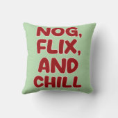 Nog Flix and Chill Funny Christmas Hang Out クッション (裏面)