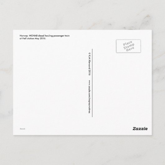 NOHAB地獄の鉄道駅のディーゼル機関車 ポストカード (裏面)