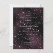 Noirバーガンディの銀製の星のブライダルのバチェロレッテ 招待状 (正面)