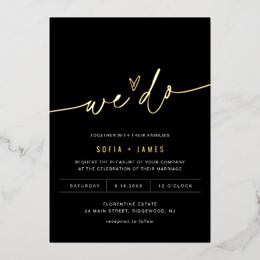 NOIRミニマリスト私たちは結婚のフォイル招待状 箔招待状 (正面)