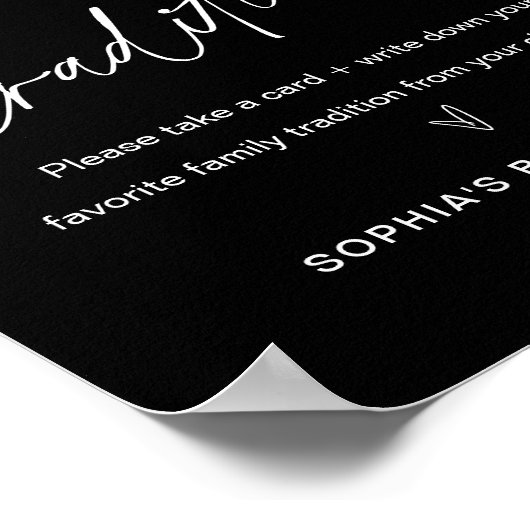 NOIR家族の伝統ベビーシャワーのサイン ポスター (角)