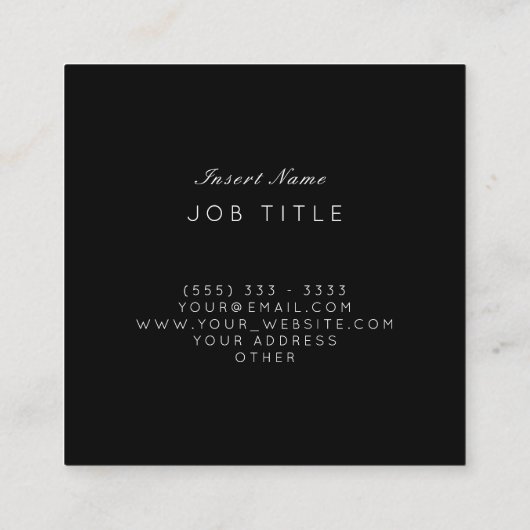 Noir専門のMinimaliste ÉléganteとBlanc スクエア名刺 (裏面)