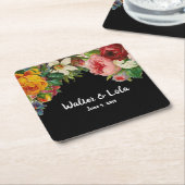 Noir花柄 スクエアペーパーコースター (アングル)