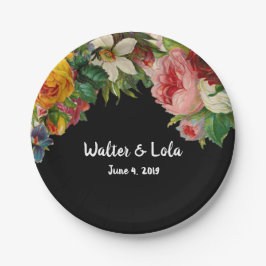 Noir花柄 ペーパープレート