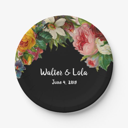 Noir花柄 ペーパープレート (正面)