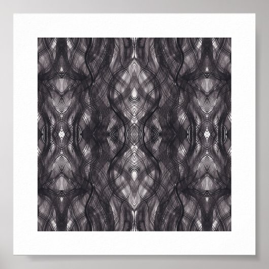 Noir Black Abstract Watercolor Art  ポスター (正面)