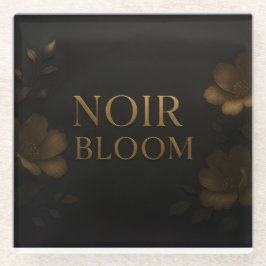 Noir Bloom アファメーション時計 | エレガントなブラックマインド ガラスコースター