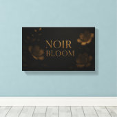 Noir Bloom Elegant Floral Art | Gold and Black Mod キャンバスプリント (インサイチュ (ウッドフロア))