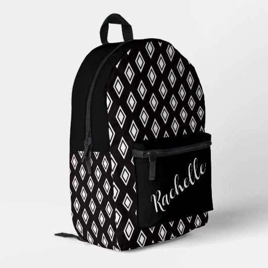 Noir Diamond Backpack – カスタマイズ可能なエッジ プリントバックパック (裏面左端)