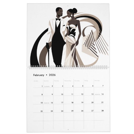 NOIR ELEGANCE 2026 Calendar カレンダー (2月 2026)