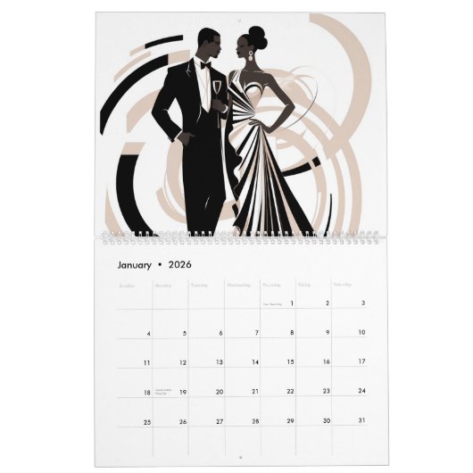 NOIR ELEGANCE 2026 Calendar カレンダー (1月 2026)