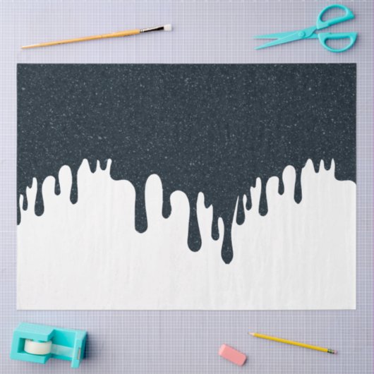 Noir Ink Drip Tissue Paper – Customizable 薄葉紙 (クラフト)