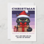 Noir Luxe Funny Cat Retro Christmas Photo シーズンカード (正面)
