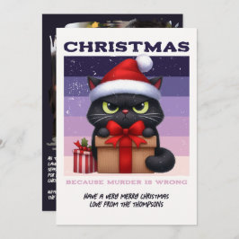 Noir Luxe Funny Cat Retro Christmas Photo シーズンカード