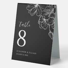 Noir Minimalist Black & White Botanical テーブルテントサイン