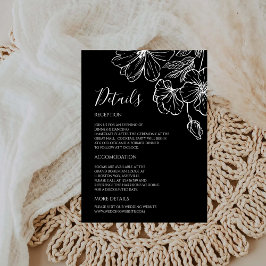 Noir Minimalist Black & White Botanical Details エンクロージャーカード