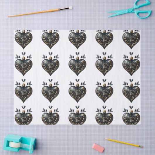 Noir Noel Heart Shaped Ornament Gift Tissue Paper 薄葉紙 (クラフト)