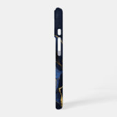 Noir Saphir Luxury Midnight Navy Marble Gold iPhone 16ケース (左側面)
