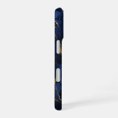 Noir Saphir Luxury Midnight Navy Marble Gold iPhone 16ケース (右側面)