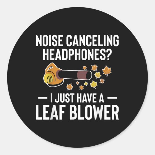 Noise Canceling Headphones_ Leaf Blower Autumn  ラウンドシール (正面)