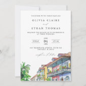 NOLAニューオーリンズの水の色の目的地の結婚式 招待状 (正面)